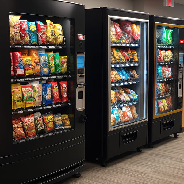 Vending machines with snacks and laundry detergent at Legacy Laundry
