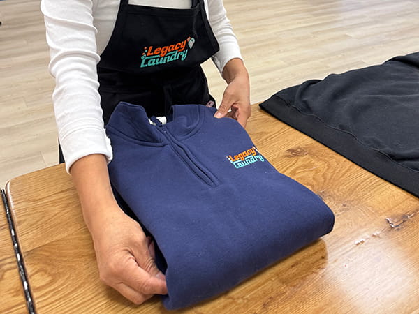 Wash & fold drop-off area at Legacy Laundry Plainfield